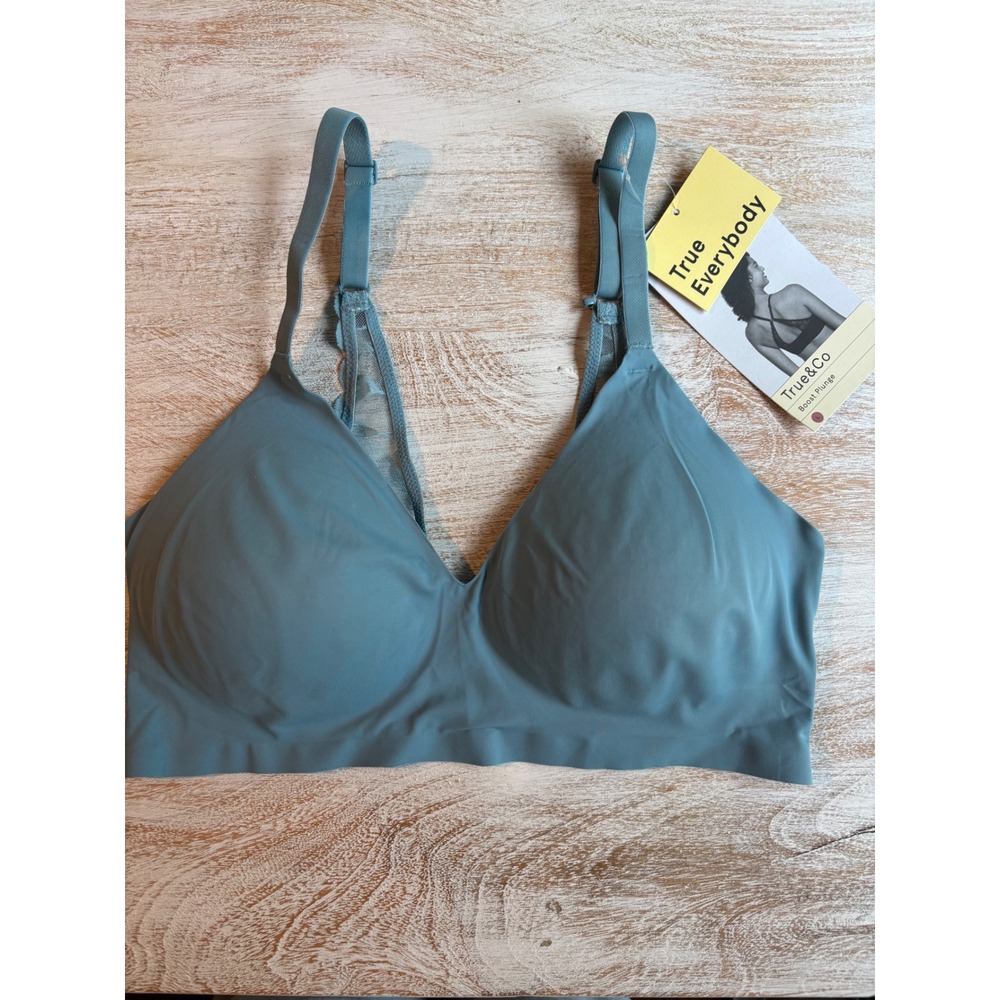 True & Co Large Boost Plunge Bralette Womens Dusty Blue 36C 36D 38A 38B